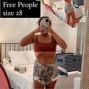 Free People patterned denim shorts